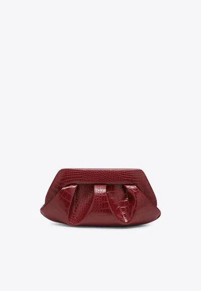 Themoirè Emera Croc-embossed Leather Clutch In Purple
