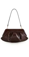 Themoirè Crocco Emb Structured Top Handle Shoulder Bag In Black