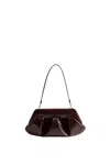 Themoirè Crocco Emb Structured Top Handle Shoulder Bag In Burgundy
