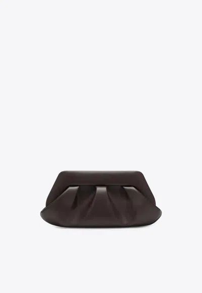 Themoirè Emera Faux Leather Clutch In Brown