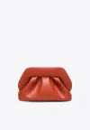 Themoirè Rectangular Pleated Clutch Bag Structured Frame In Orange
