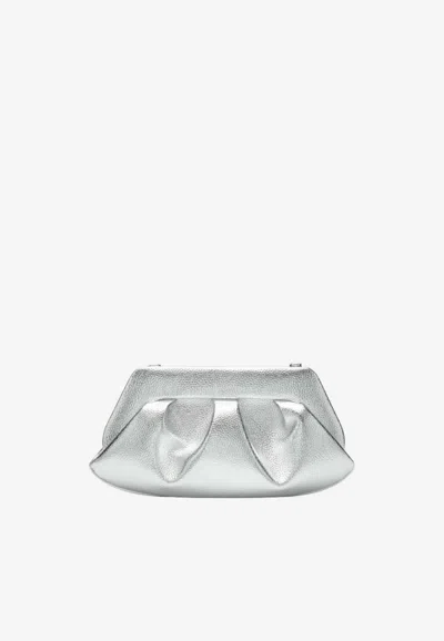 Themoirè Emera Metallic Clutch Bag In Silver
