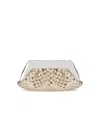 Themoirè Emera Micro Weaved Straw Laminated Silver Clutch Bag