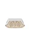 Themoirè Emera Micro Weaved Straw Laminated Silver Clutch Bag