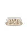 Themoirè Emera Micro Weaved Straw Laminated Silver Clutch Bag
