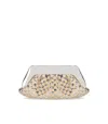 Themoirè Emera Micro Weaved Straw Laminated Silver Clutch Bag In Silver