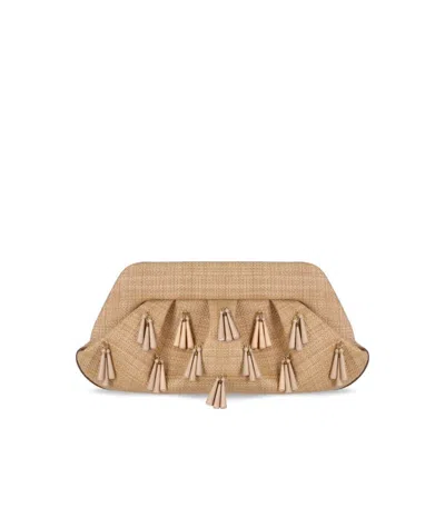 Themoirè Emera Paper Fringes Macadamia Clutch Bag