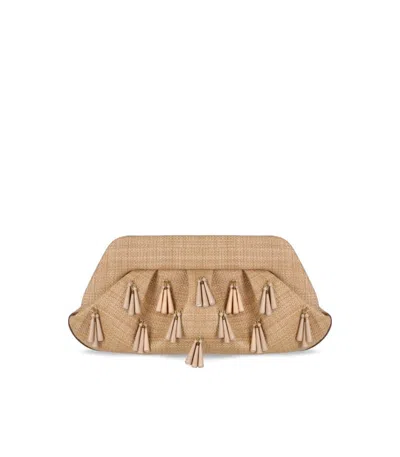 Themoirè Emera Paper Fringes Macadamia Clutch Bag In Neutral