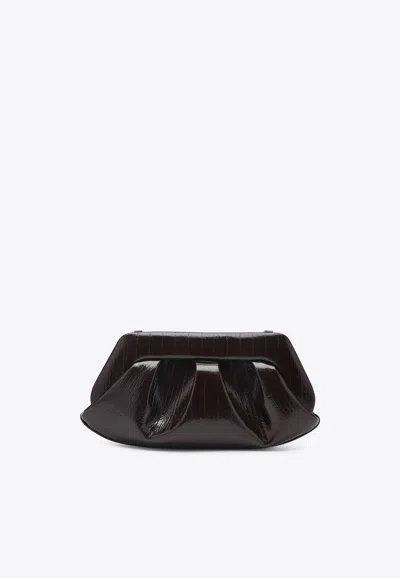 Themoirè Emera Pleated Clutch Bag In Brown