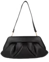 Themoirè Pleated Rectangular Shoulder Bag With Detachable Strap In Black