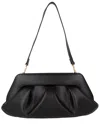 Themoirè Pleated Rectangular Shoulder Bag With Detachable Strap In Black