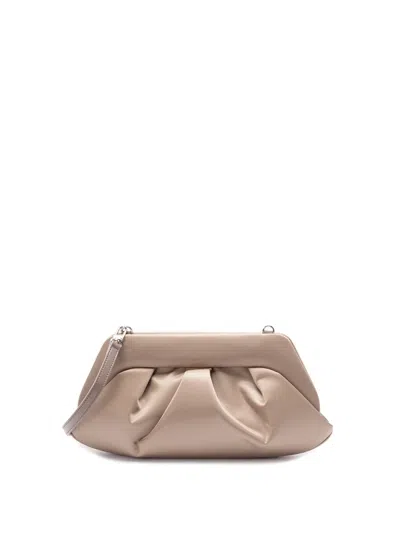 Themoirè `emera Satin` Clutch Bag In Neutral