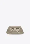 Themoirè Pleated Satin Clutch Bag Emera In White
