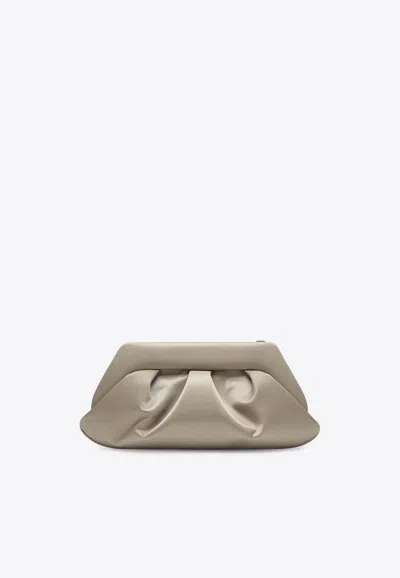 Themoirè Emera Satin Clutch Bag In White