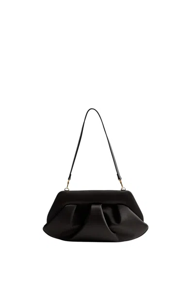 Themoirè Emera Satin Handbag In Black