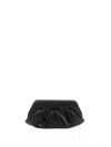 Themoirè Pleated Rectangular Shoulder Bag With Detachable Strap In Black