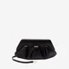 Themoirè Pleated Rectangular Shoulder Bag With Detachable Strap In Black
