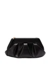 Themoirè Pleated Rectangular Shoulder Bag With Detachable Strap In Black