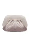 Themoirè Fabric Clutch Bag With Rhinestones Applied In Silver/pink