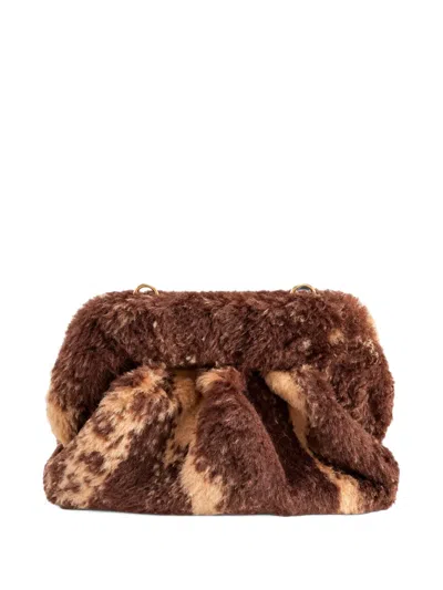 Themoirè Faux-fur Ruched Shoulder Bag In White