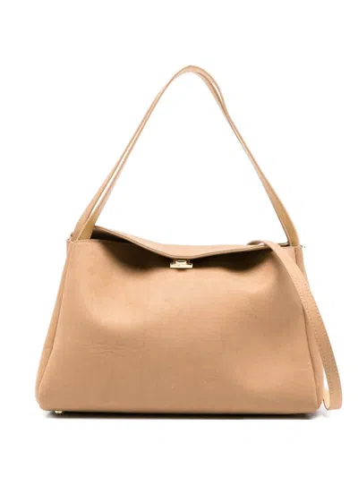 Themoirè Flap-closure Tote Bag In Brown