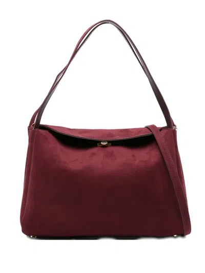 Themoirè Flap-detail Shoulder Bag In Red