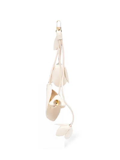 Themoirè Floral-pendant Key Ring In Neutral