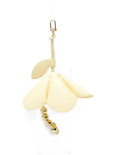 Themoirè Flower-pendant Beaded Bag Charm In Blue