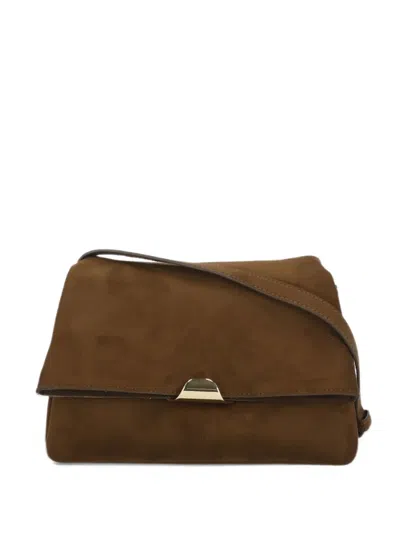 Themoirè Foldover-top Clasp-fastening Shoulder Bag In Brown