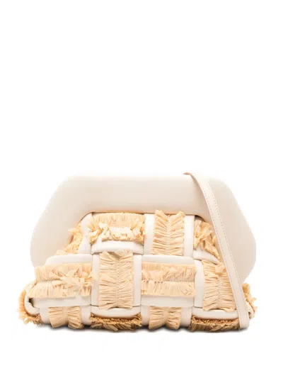 Themoirè Fringed Woven Clutch Bag In Neutral