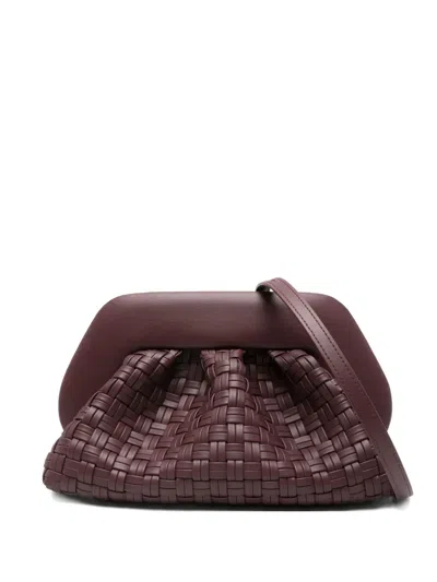 Themoirè Gathered-detail Woven Clutch In Red