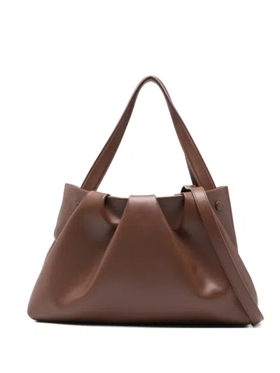 Themoirè Gathered Shoulder Bag In Brown