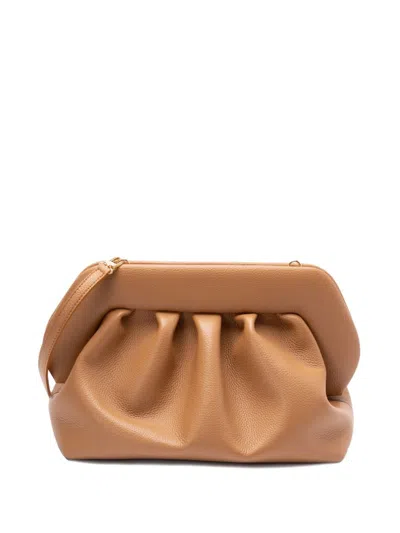 Themoirè Gathered Texture Clutch In Macadamia Tone In Nude