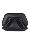 Themoirè Pleated Gathered Clutch Top Handle In Black