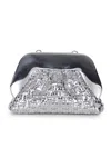 Themoirè Silver Mirror Effect Vegan Fabric Clutch Bag In Silver