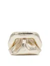 Themoirè Metallic Folded Clutch Detachable Strap In Gold