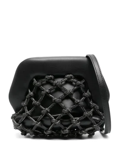 Themoirè Gea Knots Strass Clutch Bag In Black