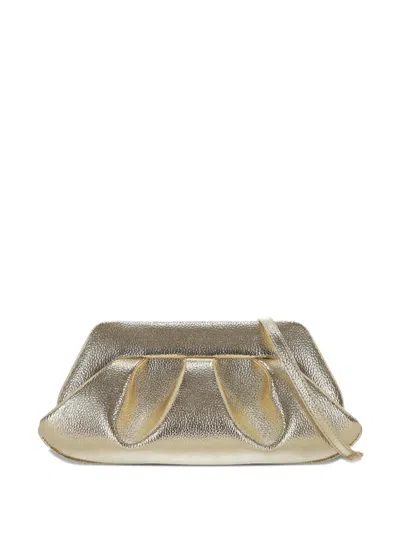 Themoirè Gea Laminated Clutch Bag In Gold