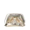Themoirè Metallic Folded Clutch Detachable Strap In Gold