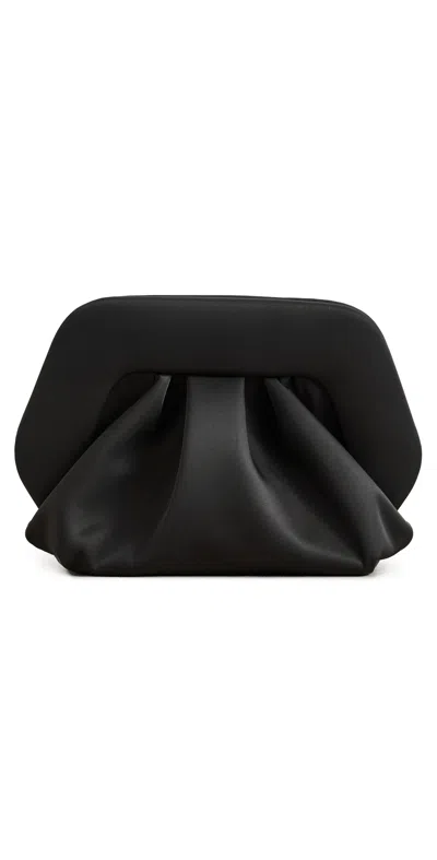 Themoirè Pleated Gathered Clutch Top Handle In Black