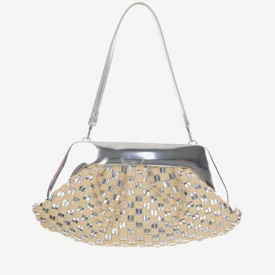 Themoire' Geo Bag With Woven Pattern In Silver