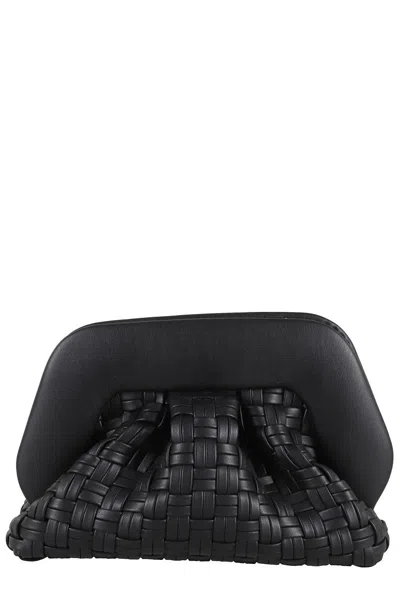 Themoirè Geo Micro Woven Clutch Bag In Black