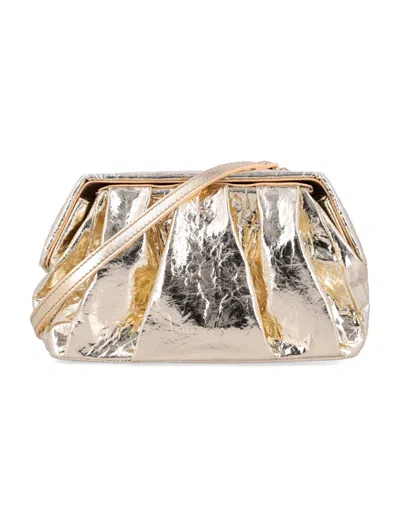 Themoirè Golden Pleated-metallic Clutch
