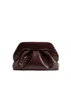 Themoirè Crocco Emb Structured Top Handle Shoulder Bag In Burgundy