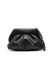 Themoirè Gathered Black Tia Clutch With Structured Top In Black