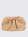 Themoirè Suede Eco Shoulder Bag With Detachable Strap And Pleated Design In Brown