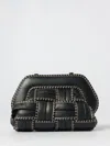 Themoirè Structured Woven Clutch With Beige Stitching In Black