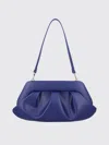 Themoirè Structured Vegan Leather Clutch With Detachable Strap In Blue