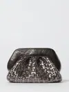 Themoirè Micro Silver Clutch With Shoulder Strap In Gray