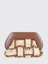 Themoirè Rectangular Woven Clutch Bag Fringe Handle In Brown